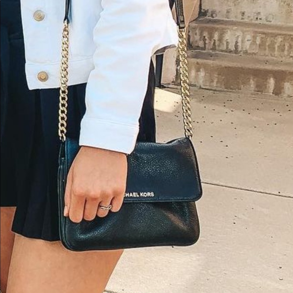 Michael Kors Crossbody Black Leather Flap Bag